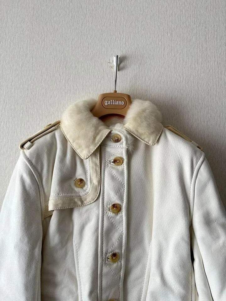 Galliano Fur Mouton Leather Jacket Size 42/28 Used Excellent Condition - Image 3 of 4