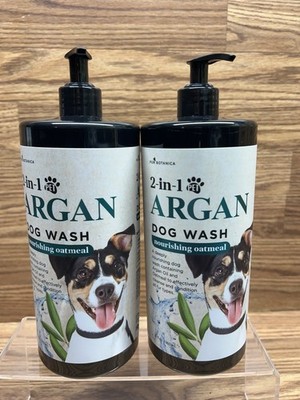 2 Bottles Pure Botanica ~ 2-in-1 Argan Nourishing Oatmeal Dog Wash 32 fl oz Each