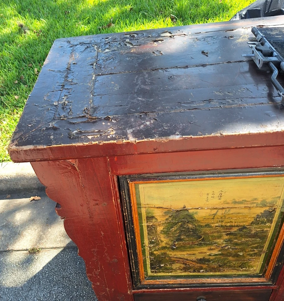 Antiguo aparador Gansu pintado a mano 89" buffet chino asiático mongolia Foto 4 de 4