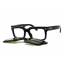 New Off-White OERI130 CLIP ON2 1055 Black/Clear with Magnetic Clip-On Green 5...