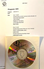 3/13/00 DAVID GANS GRATEFUL DEAD HOUR #599 12/9/81 BOULDER & MARS HOTEL