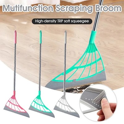 Silicone Scraper Broom with Magic Wiper for High Place Glass Floor Mop