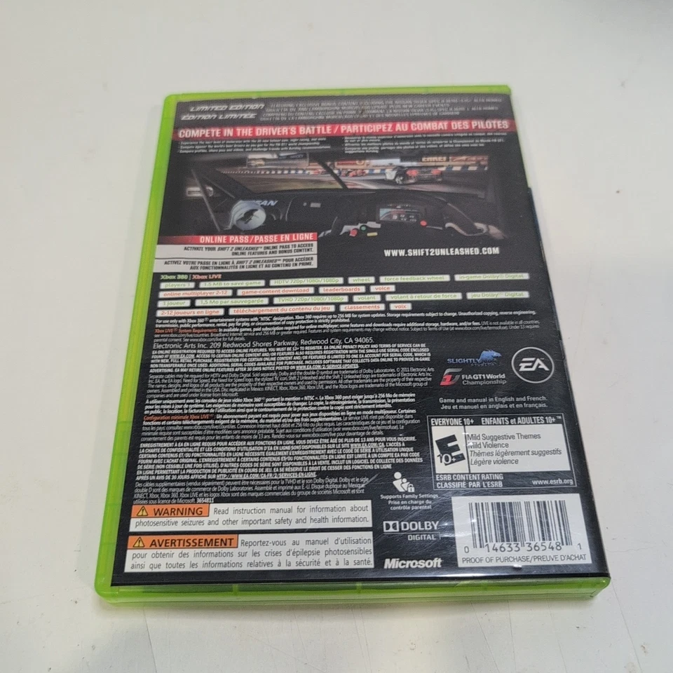 Shift 2: Unleashed Limited Edition (Microsoft Xbox 360) CIB Complete w/ Manual - Image 3 of 3