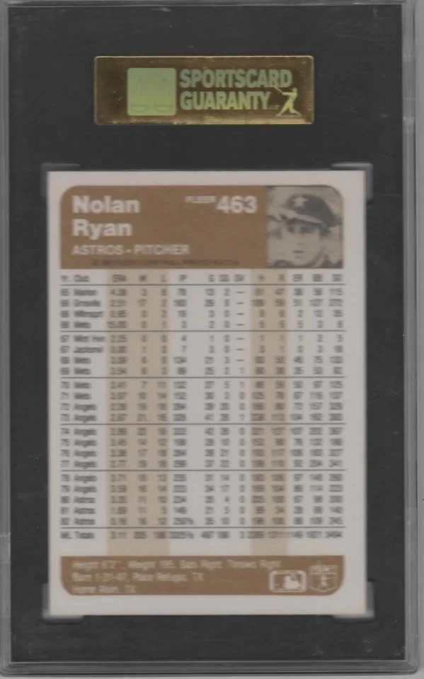 1983 Fleer Nolan Ryan SGC 7.5 NM+ – Houston Astros HOF Pitcher Card - Image 2 of 2