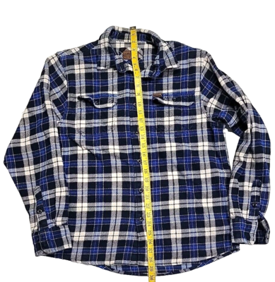 Vintage Orvis Button-Up Heavy Long-Sleeve Checkboard Blue Flannel