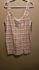 FOREVER 21 Plus Size 2X Womens Plaid Zip Up Dress. Y2K Clueless Vibes Preppy Tan