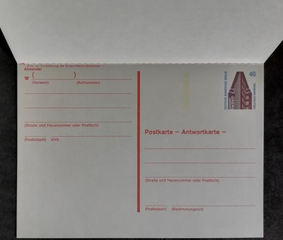 ALEMANIA  ( BERLÍN )   - DOBLE ENTERO POSTAL  / MONUMENTOS ._