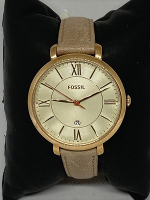 Fossil Jacqueline ES4352 Women Beige Leather Analog Gold Dial Quartz Watch  WO181 | eBay