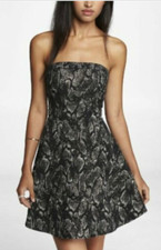 Express Dress Size 8 Strapless Snakeskin Black Fit Flare animal print m snake