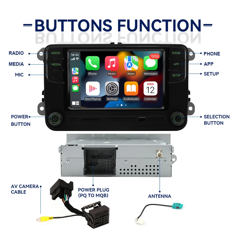 6.5" RCD360 PRO RCD330 Grün Licht CarPlay Android Auto Radio BT Für VW PQ SKODA - Bild 2 von 4