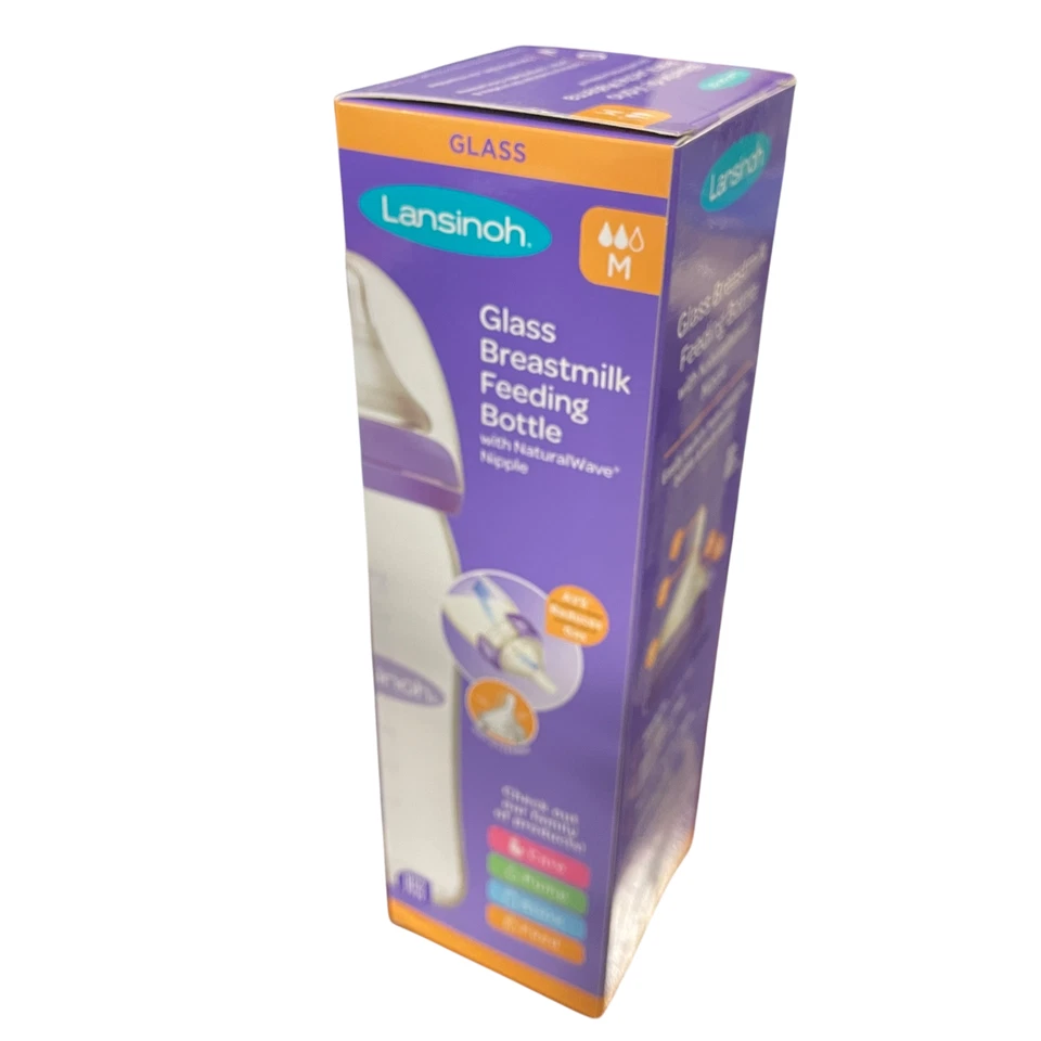 NUEVO biberón de vidrio Lansinoh 240 ml 8 OZ flujo medio #N3508 (AR) Foto 4 de 4