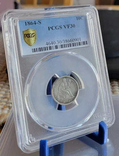 1864 S PCGS VF30 Seated Liberty Dime