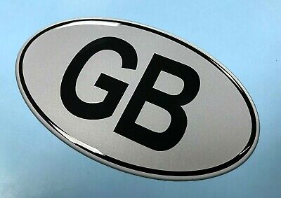 BLACK on SILVER UK Oval 150mm x 88mm Sticker/Decal GLOSS DOMED GEL Retro