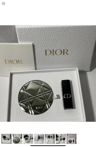 DIOR Set Silver Cannage Double Sided Mirror & DIOR Lipstick #720 Icone - Picture 2 of 6