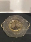 LANCASTER DEPRESSION GLASS "DART" YELLOW 12.5" HANDLED SERVING TRAY