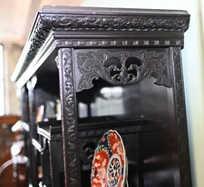 Chinese Qing Bookcase Display Cabinet Carved Hardwood 1900