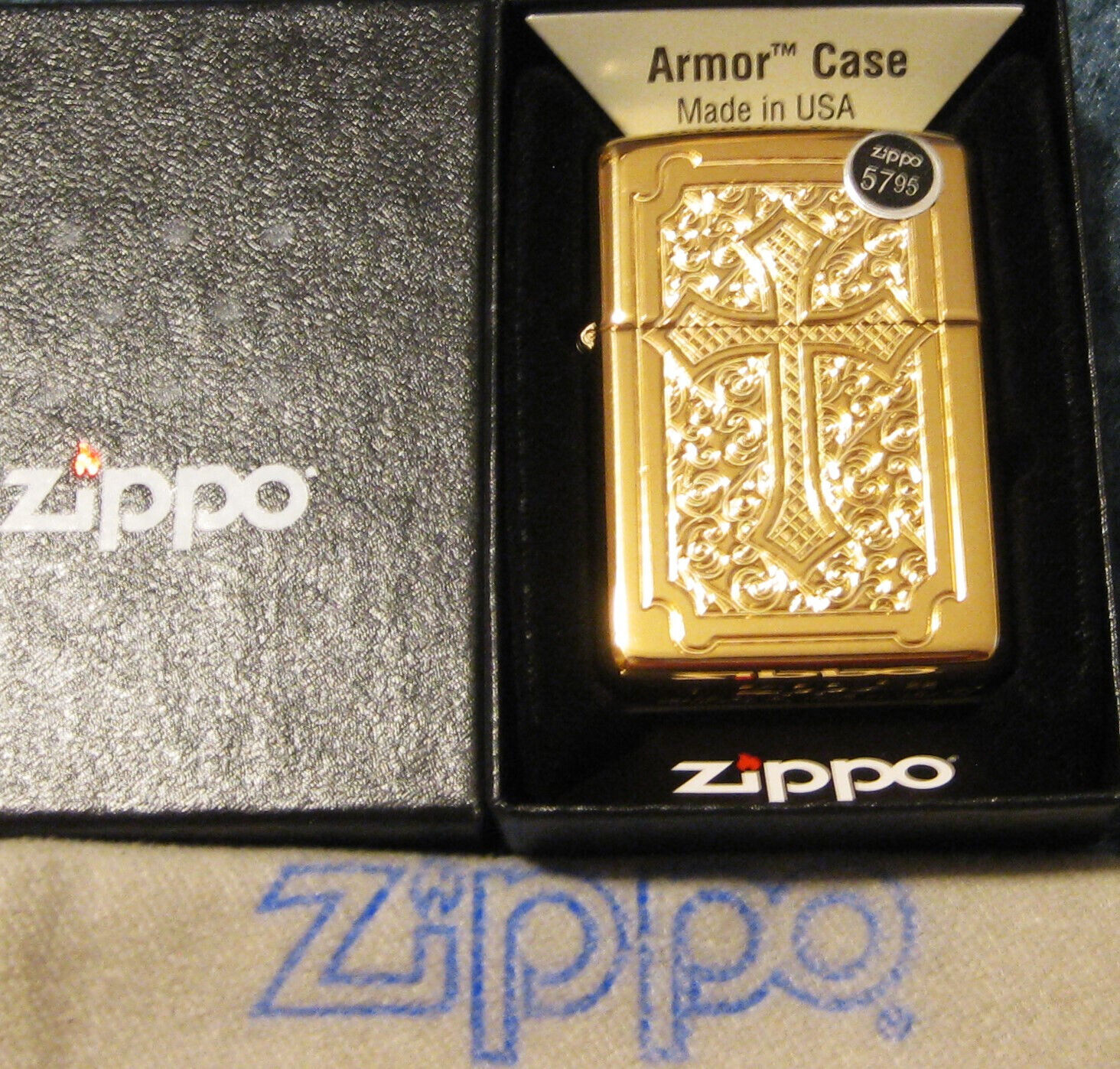 ZIPPO ECCENTRIC Lighter  ARMOR 29436 CROSS Brass  MINT IN BOX New DEEP CARVE