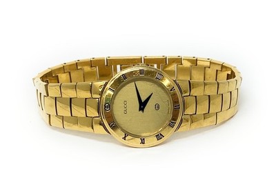 【稼働/新品電池】GUCCI/3300L シェル文字盤 ローマン ゴールド 金針 Gucci 3300L Ladies Watch 26mm Gold Plated Max Wrist 7in- Working