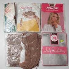 Vintage 70s 80s Lot of Women's Panty Hose Knee Highs New Cursh Mojud Tan