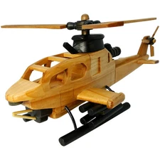 Pilot Toys Wooden Apache Helicopter: Handcrafted, Eco-Friendly