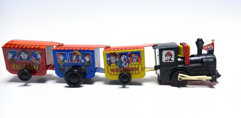 Vintage Wind Up Zig-Zag Express Mechanical Train Toy  by MTU Original Box 1960