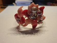 Armreif Blumenmuster Art-Nouveau-Stil mit Klemmverschluss 6cm Durchmesser