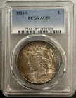 1924-S SILVER Peace Dollar PCGS AU58 - Nicley Toned!