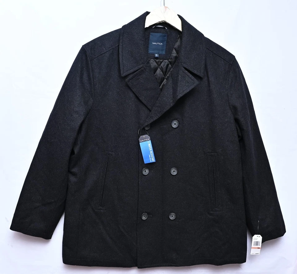 Nautica Wool Water Repellent Peacoat Charcoal Double Breasted Men's SZ 3XL $250 - Image 2 of 4