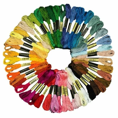 FINE-TOPGOODS 100% Cotton Embroidery Thread Bundles Cross Stitch Thread Floss Cotton Skeins