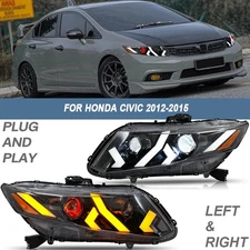 1Set Red Devil Eye LED Headlights For Honda Civic 2012-2015 Front Lamp Assembly
