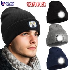 Unisex LED Beanie Hat with Light Winter Warm Rechargeable Knitted Headlight Cap
