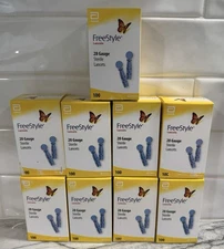 9 Freestyle 28 Gauge Sterile Lancets Box of 100 Count 900 Total Lancets EXP 2027