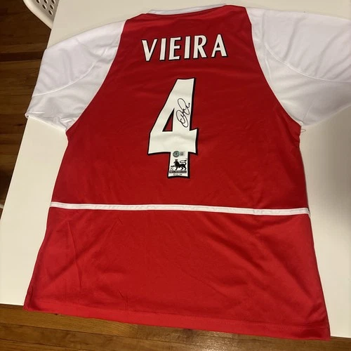 Patrick Vieira Signed Arsenal FC Home Soccer Jersey #4 with Beckett COA
