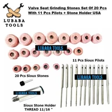 Valve Seat Grinding Stones Set Of 20 Pcs With 11 Pcs Pilots + Stone Holder USA