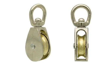 SMART HOUSE GB 20mm Diameter Metal Single Sheave Swivel Eye Pulley For 5mm Rope Nickel Plated