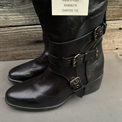 UGG ITALIAN COLLECTION ALLESIA BLACK LEATHER TALL EQUESTRIAN  display picture 2