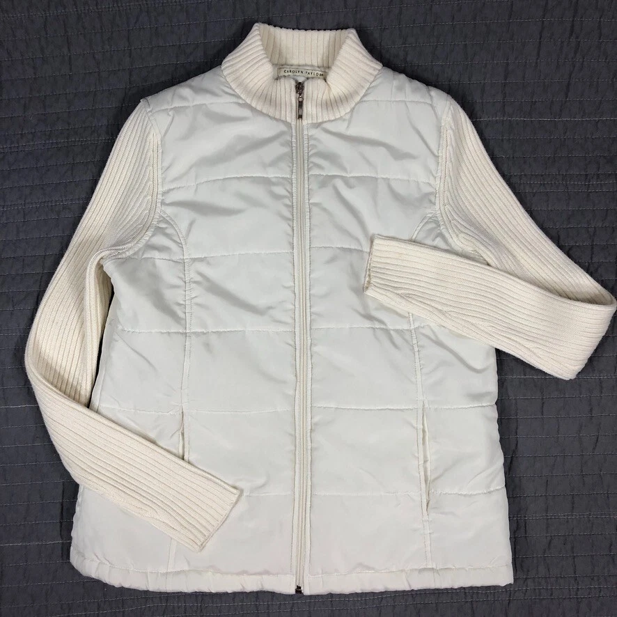 OFF WHITE Carolyn Taylor Jacket Donna Small Off Bianco Tampone Maglione Trapuntato Isolato