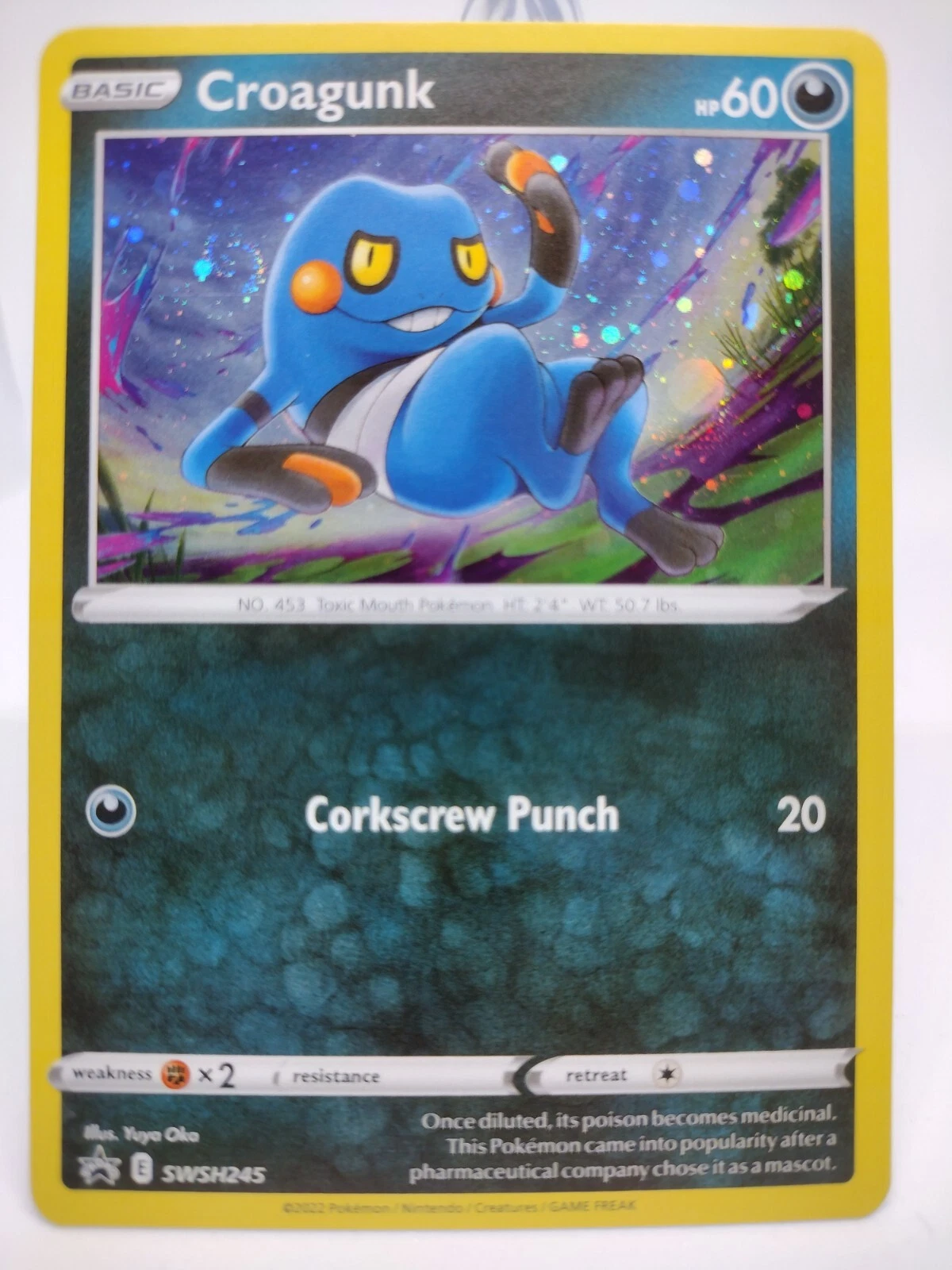 Pokemon TCG Croagunk SWSH245 Promo Cosmos Holo Sword & Shield Card NM SWIRL