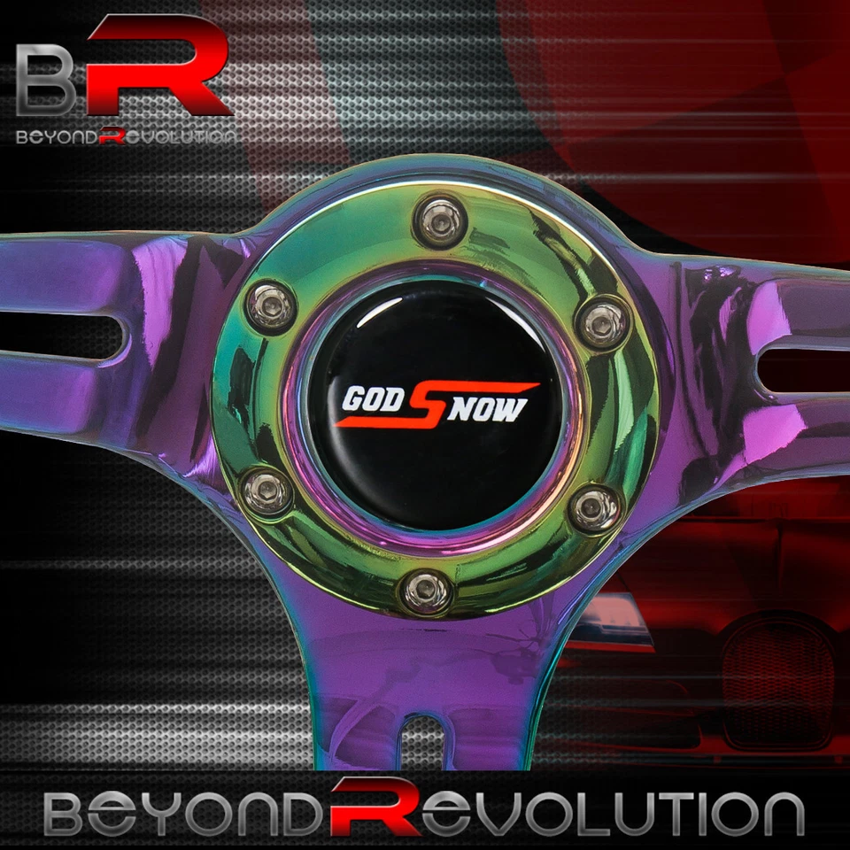 Botón Godsnow + Plato Profundo Metálico Madera Roja Neo Cromo Volante Central Foto 4 de 4