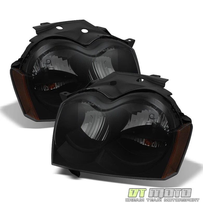 Faros delanteros izquierda+derecha negros ahumados para Jeep Grand Cherokee 2005 2006 2007 Foto 2 de 4
