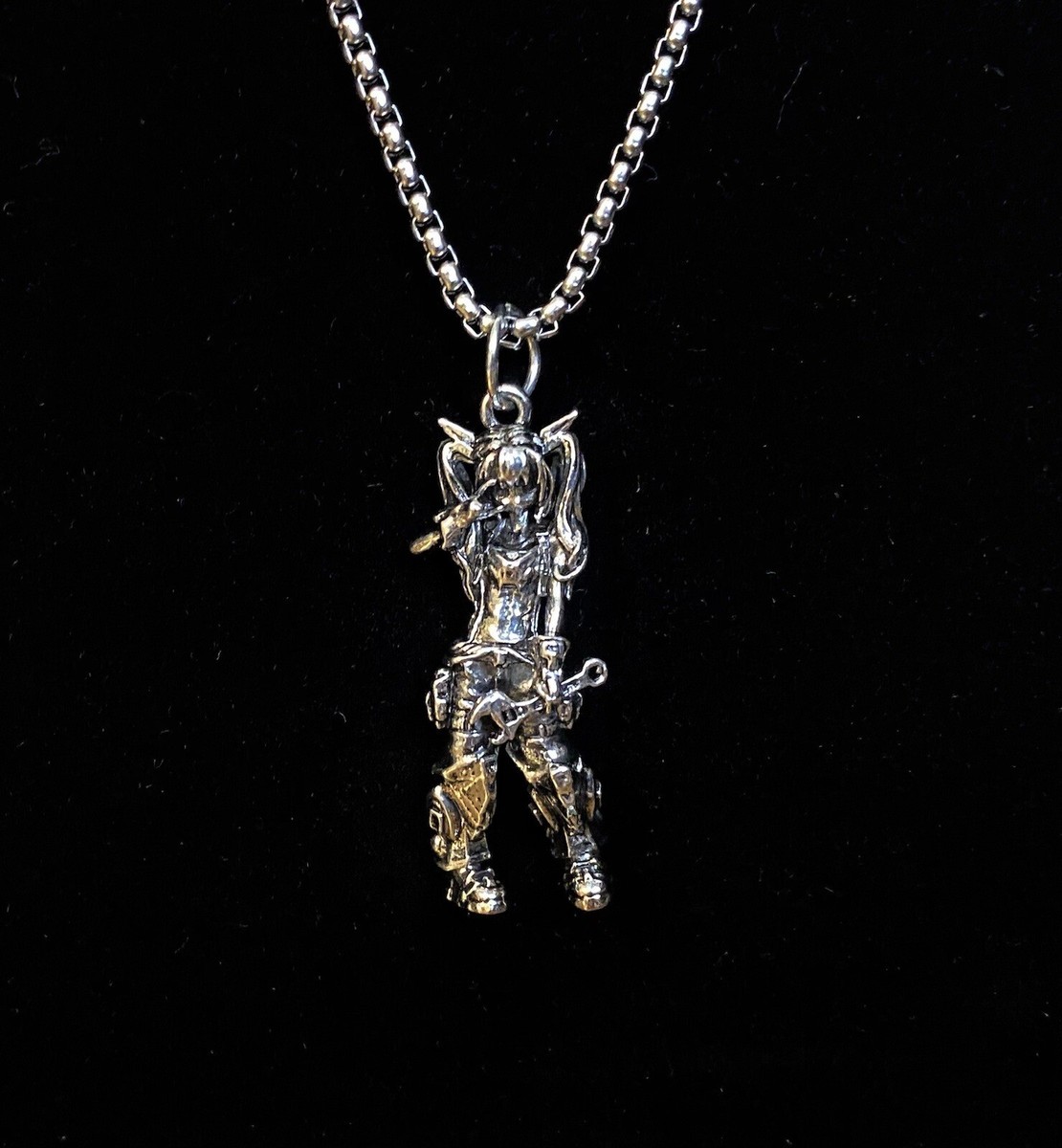 Cute Anime Girl Mechanic Gearhead Charm Pendant Necklace Car Enthuiast  Gift