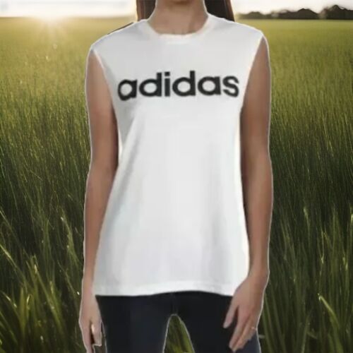Adidas Tank Top Dash Workout Muscle Shirt Graphic Essential Tee Women L NWT