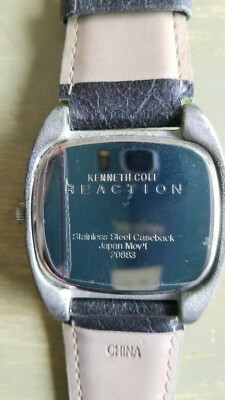 Kenneth Cole Reaction Leather/Suede Black Studded Square Gunmetal Face Watch Kenneth Cole Reaction Retro Square Black Face Dark Leather  main image 4
