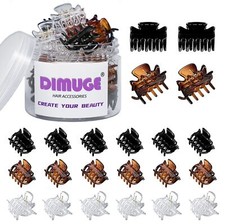 22 pcs Small Hair Claw Clips 1 inch for Women Clear Brown and Black Medium Sm...