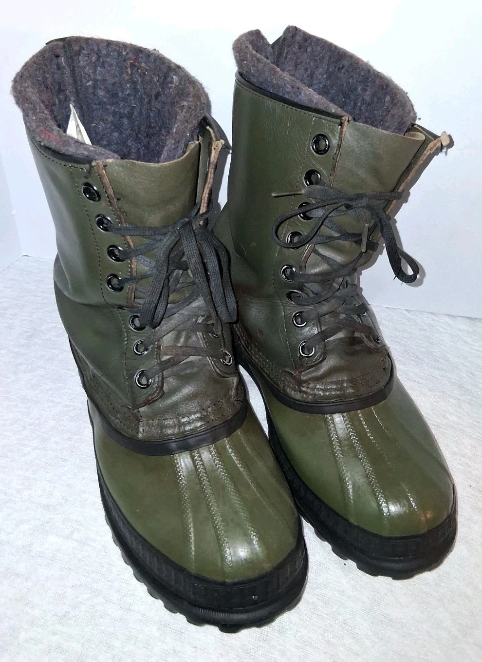 Kaufman Men's Size 12 Green Insulated Wool Snow Boots LaceUp Mid-Calf Rain Shoes