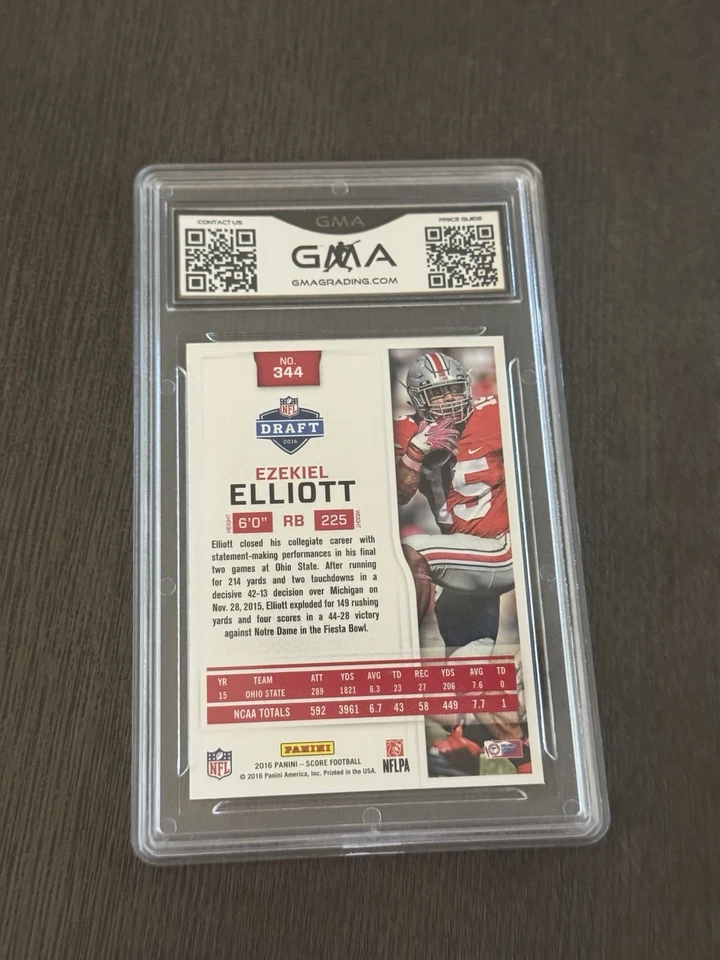2016 Panini Score Rookies #344 EZEKIEL ELLIOTT Rookie RC - Graded GMA 9 MINT MT - Image 2 of 3