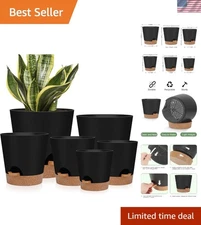 Indoor Self Watering Planters with Drainage Holes and Saucers, 8, 7, 6.5, 6, ...