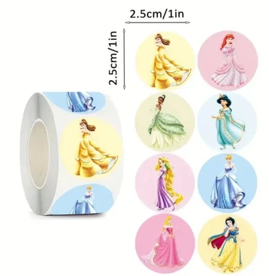 40x funny Disney Princess stickers party favor gift bag 2.5 cm Cinderella Belle
