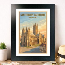 Canterbury Cathedral, England Travel Poster Giclee Art Print