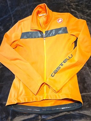Castelli cycling jersey Mens Small Long Sleeve Cold Weather Biking Bike ORANGE